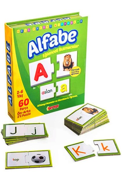 Diytoy Alfabe - Harfler Eğlenceli Bulmacalar 2-6 Yaş Tamamlama Eşleştirme Zeka Kartları