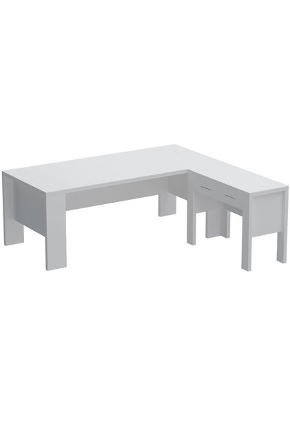 Moderno A01 L-Shaped Workstation Executive Desk with 2 Drawers for Office-White