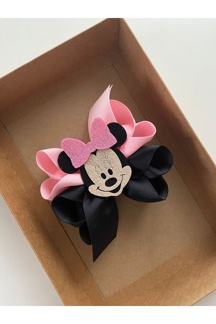 Pembe Siyah Büyük Minnie Mouse Toka