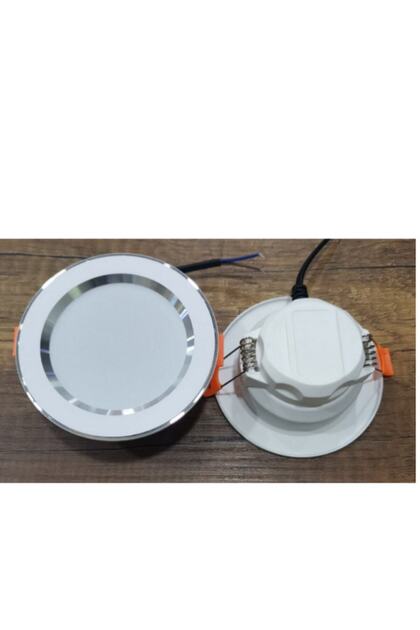 10 Adet 6W 3 Renk Yanan Sıva Altı Cob Led Beyaz-Krom Kasa Spot Gömme Tavan Armatürü
