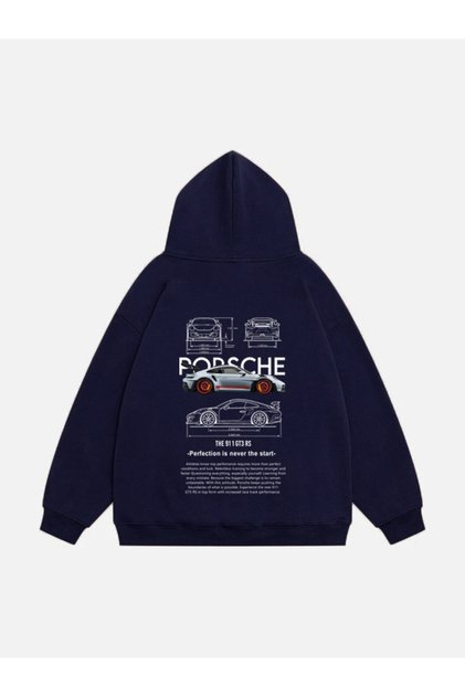 Unisex Porsche Gt3 Printed Hooded Fleece Oversize Sweatshirt