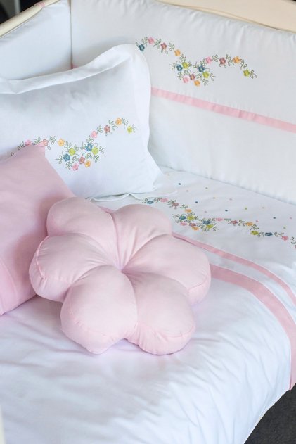 Bebek Uyku Seti Nevresim Takımı 70x130 Flower Pembe