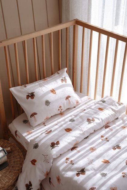 Montessori Baby Kids Duvet Cover Set (100X200), 100% Cotton Satin - Forest