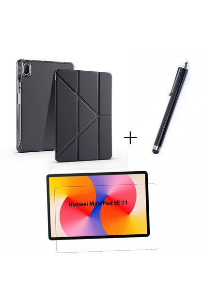 Huawei Matepad SE 11 inç 2024 Uyumlu Kalem Bölmeli Tablet Kılıf + Ekran Koruyucu + Kalem 3'lü Set