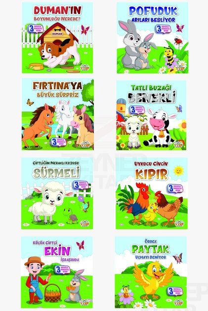 0-6 Yaş Yayınları 3 Boyutlu Hareketli Kitaplar Serisi 8 Kitap Eğlenceli Set