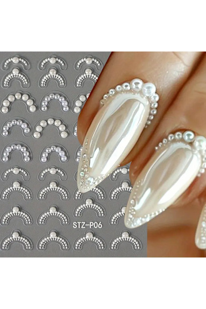 Nailist Fransız İnci Yapışkanlı Tırnak Sticker NailArt Tırnak Dövmesi (no.6)