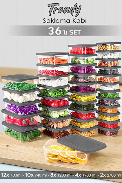 Meleni Home 36'lı Dikdörtgen Erzak Saklama Kabı Seti