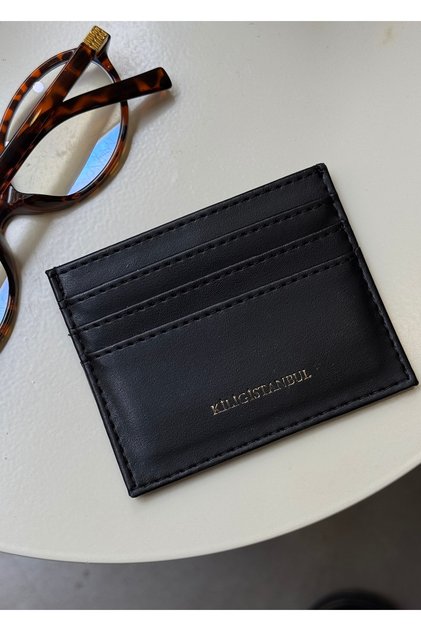 Plain Black 6 Compartment Card Holder
