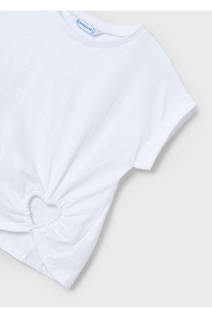 Girl's White T-Shirt with Heart Detail