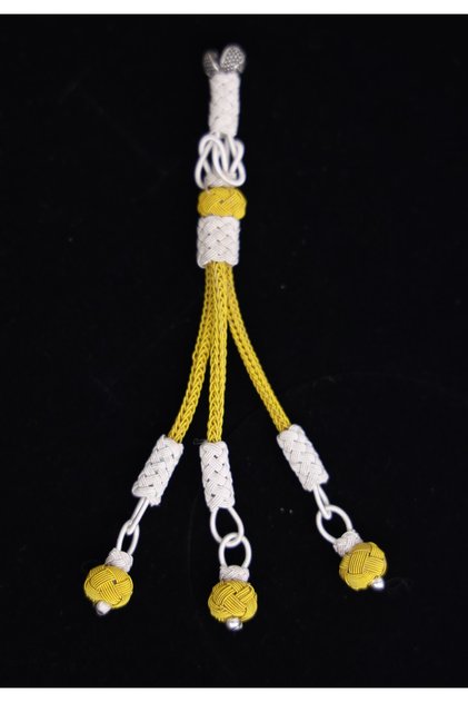 Special Design 3 Knout Gold - White Hand Knitted Kazaz Imame Tassel