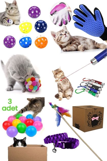 Kedi Oyuncak Ve Bakım Seti 6PARCA