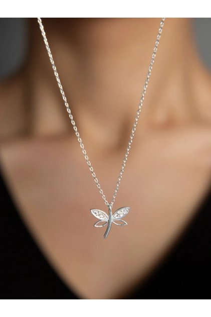 Yusufçuk Model Minimal Gümüş Kaplama Kadın Kolye