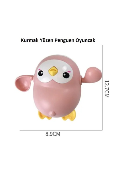 Sevimli Yüzen Pembe Penguen Oyuncak (KURMALI) (KÜVET-HAVUZ VE DENİZDE OYUN ARKADAŞI)