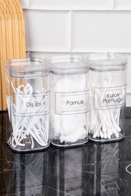 3-Piece Bathroom Set Cotton & Flossing & Ear Cotton Organizer Bathroom Organizer Mica Bathroom Set