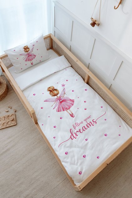 Montessori (Without Sheets) Duvet Cover Set 100X200 cm - for Baby Series - Knotted Pink Fairy