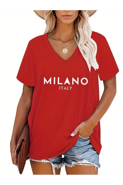 Women's Printed Women's Oversize V-Neck T-Shirt Loose