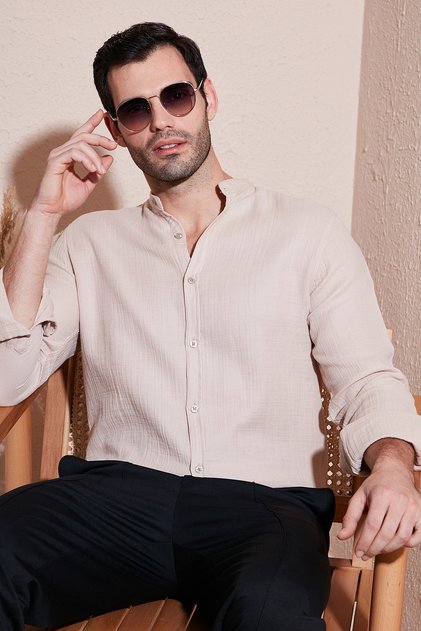Cotton Regular Fit Prevailing Collar Shirt Men's Shirt Cf25S 127702