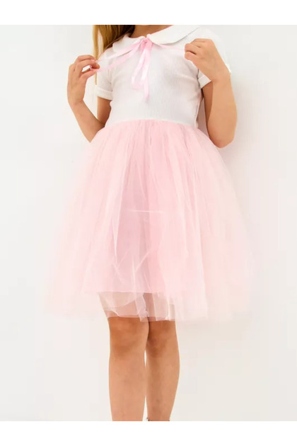 Cotton Lined Tutu Skirt Baby Lapel Short Sleeve Dress
