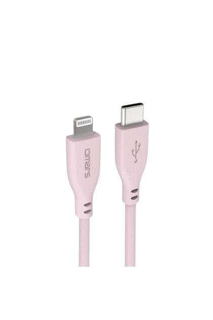 USB-C to MFI Lightning iPhone Silikon PD Hızlı Şarj Kablosu Pembe
