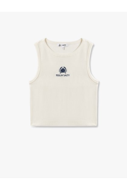 College Printed Sleeveless Crew Neck Tank Top
