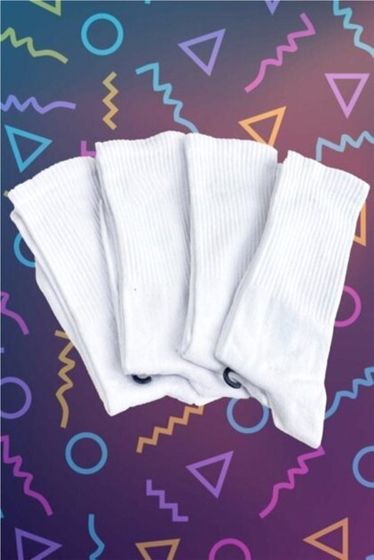 Set of 4 Plain White Sports Socks