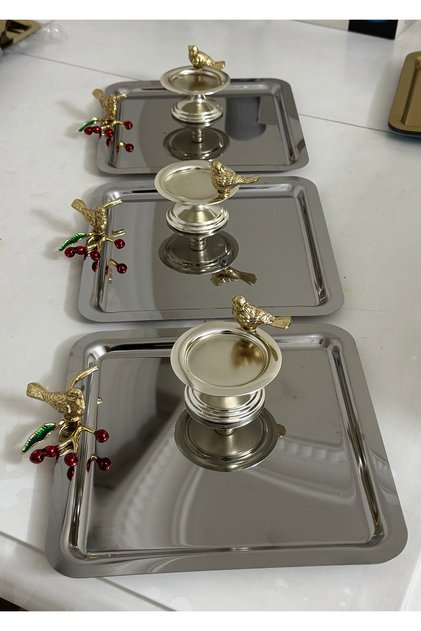 Steel Square 3-Piece Bird Feeding Tray and Silver Bird Feeder with Roller 3-Piece