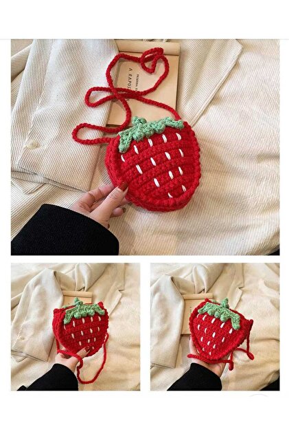 Kadın Girişimciler Atölyesi Çilek Desen Viral Çanta Amigurumi