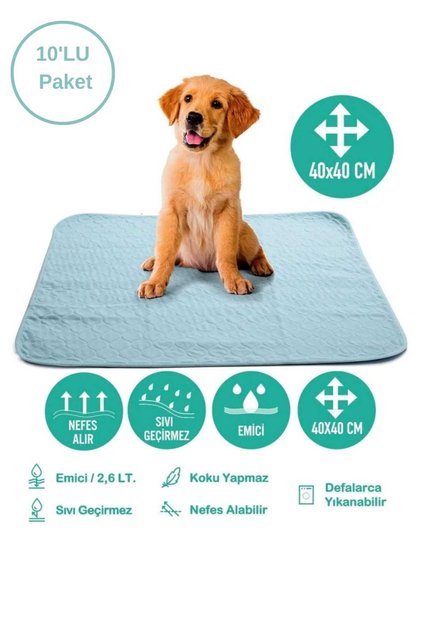 Abso Yıkanabilir Emici Köpek Pedi 10'Lu Paket Yeşil (40x40cm)