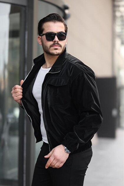 Oksit Nova Parlak Çift Cepli Su İtici Slim Fit Erkek Yağmurluk