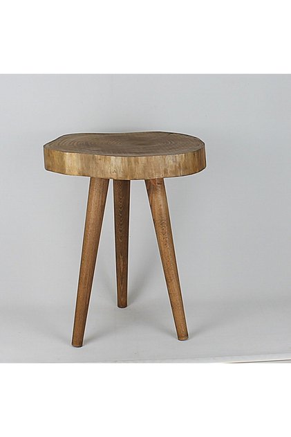 Doğal Ahşap Sehpa 32x45 cm Ahşap Ayaklı Renk Orta Ceviz