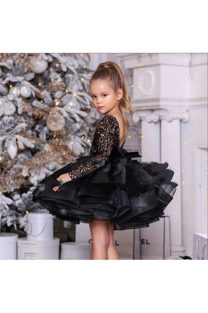 Black Swan Altın Renkli Pul İşlemeli Elbise