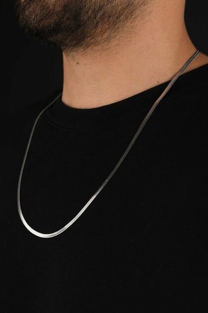Men's Steel Invoice Necklace with No Color Fade Guaranteed
