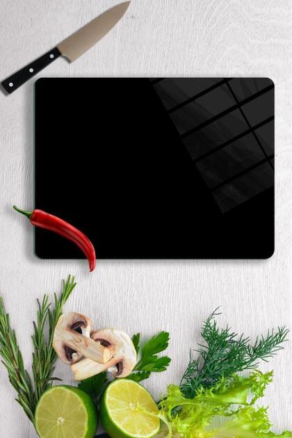 29X34Cm - Plain Black - Glass Cutting Board