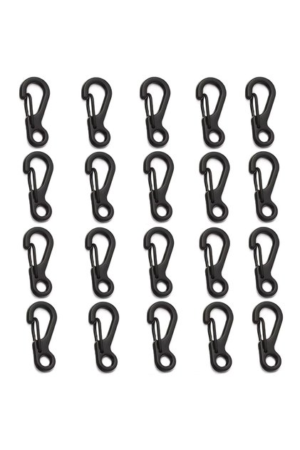 Black - 20PCS 20Pcs Mini Spring Carabiners Set Outdoor EDC Rope Clasps Keychain Camping Hooks Paraco