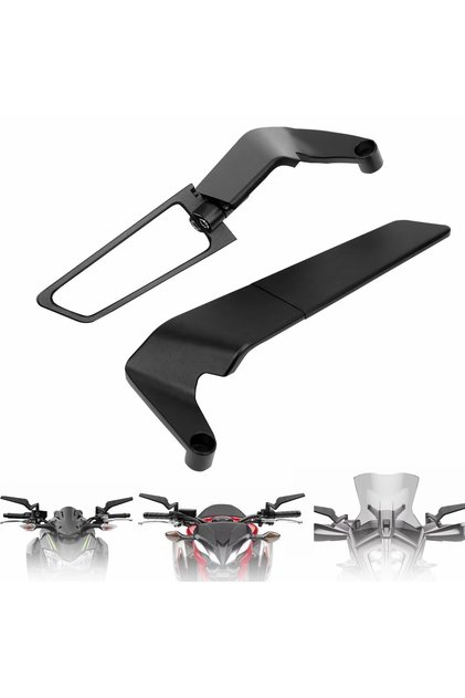 black Motorcycle Mirrors Wind Wing Side Rearview Rotate Adjustable Mirrors For Honda YAMAHA MT07 BMW