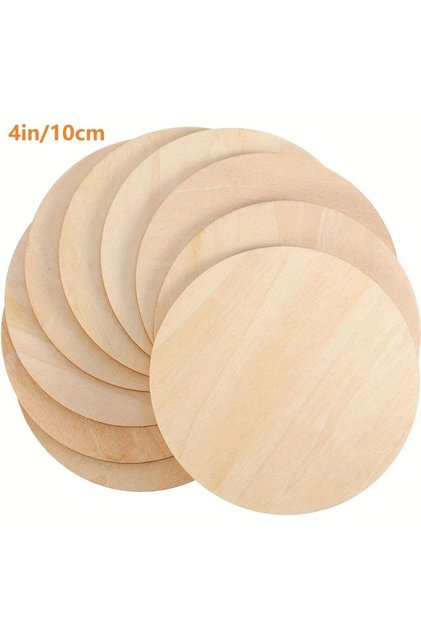 10Pcs 10Pcs round wooden 4x4 in(10x 10 cm) suitable for DIY decorative blank wooden coasters crafts