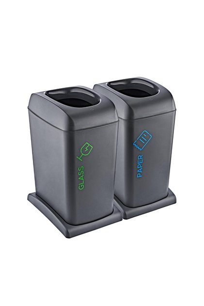 2'Li Set Soft Tekerlekli Cam-Kağıt Geri Dönüşüm Kutusu 40 LT