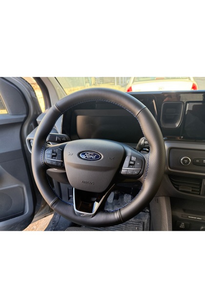 Ford Transit 350 Serisine Uyumlu Dikmeli Direksiyon Kılıfı Çift Desenli(MAVİ DİKİŞLİ)