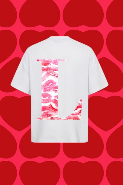Letter L Kiss Printed Oversize Unisex T-Shirt
