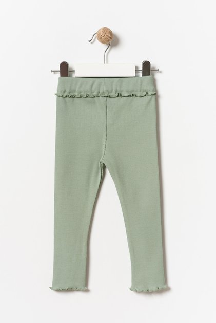 Girl's Ruffle Detailed Leggings Dark Green