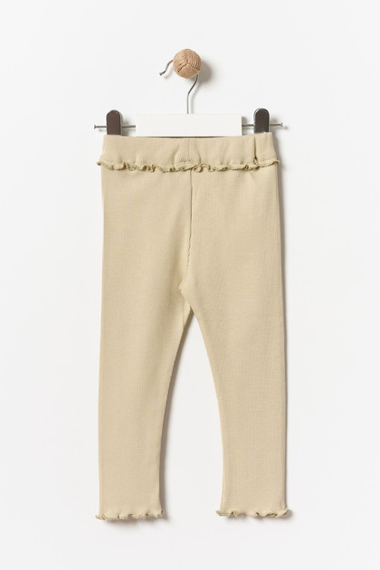Girl's Ruffle Detailed Leggings Beige