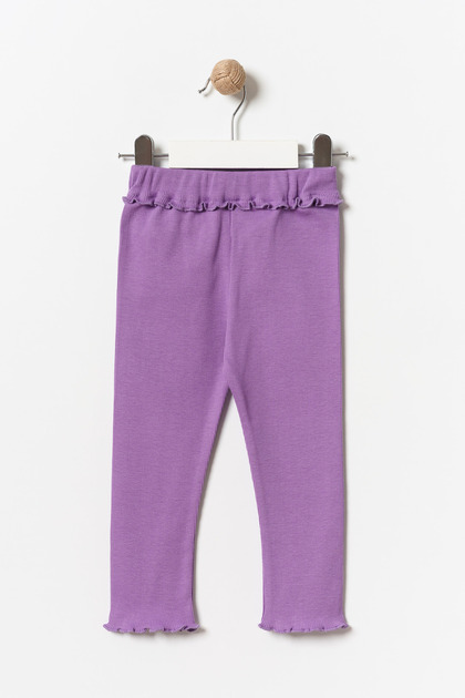 Girl's Ruffle Detailed Leggings Purple