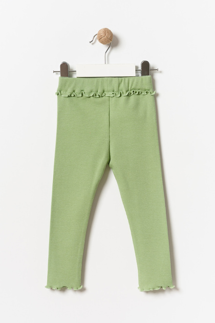 Girl's Ruffle Detailed Leggings Pistachio Green