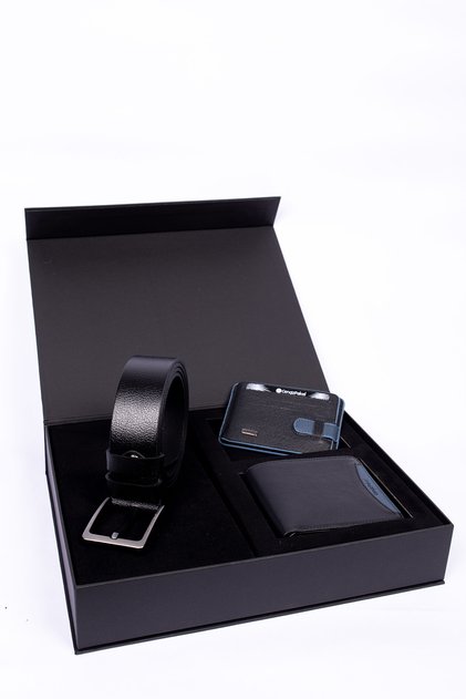 Cengiz Pakel 100% Genuine Leather 3-Piece Wallet-Card Holder-Jeans Belt Set