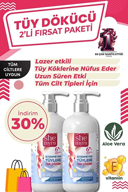 SHE MYRA Tüy Dökücü Lazer Etkili Krem E Vitamini Ve Aloe Vera Ile