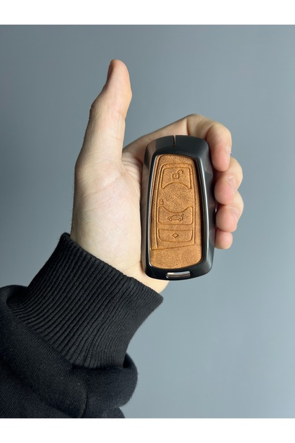 For Bmw F10-F30-F11 3 and 4 Button Compatible Smart Protection Key Controller Metal Case Cover Leather Brown