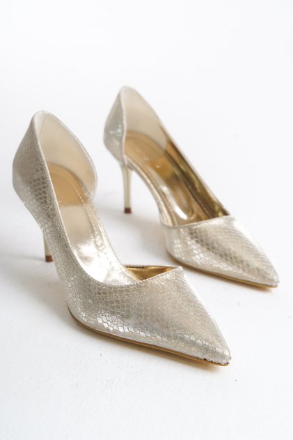 Women's Pointed Toe Thin Heel Stiletto Stylish Evening Dress Casual Shoes Allure Gold