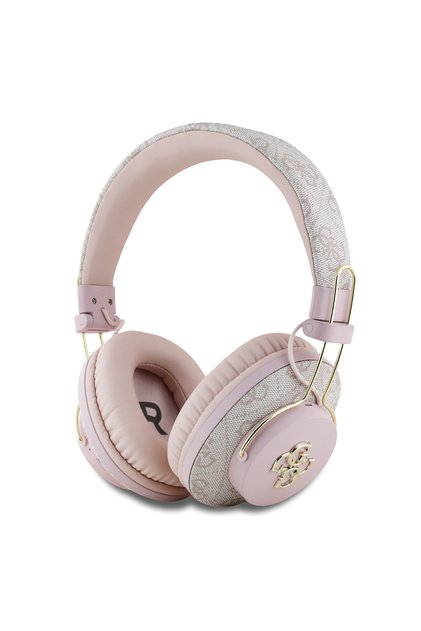 Lisanslı Bluetooth Kulaklık ENC Teknolojili Metal Logolu PU Deri Kulak Üstü Tasarım Pembe
