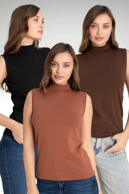 Women's Lycra 3-Piece Sleeveless Blouse Bodysuit