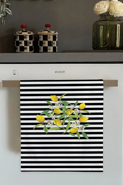 Yellow Lemon Patterned Oven Kitchen Towel 30X50Cm